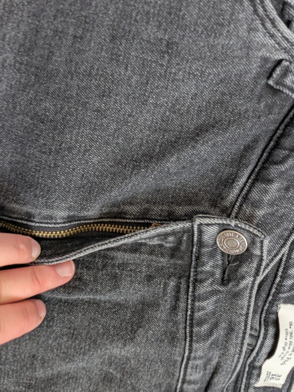 Abercrombie & Fitch 90s Slim Straight Jeans Criss Cross 33 / 16 Long Black - Picture 8 of 15